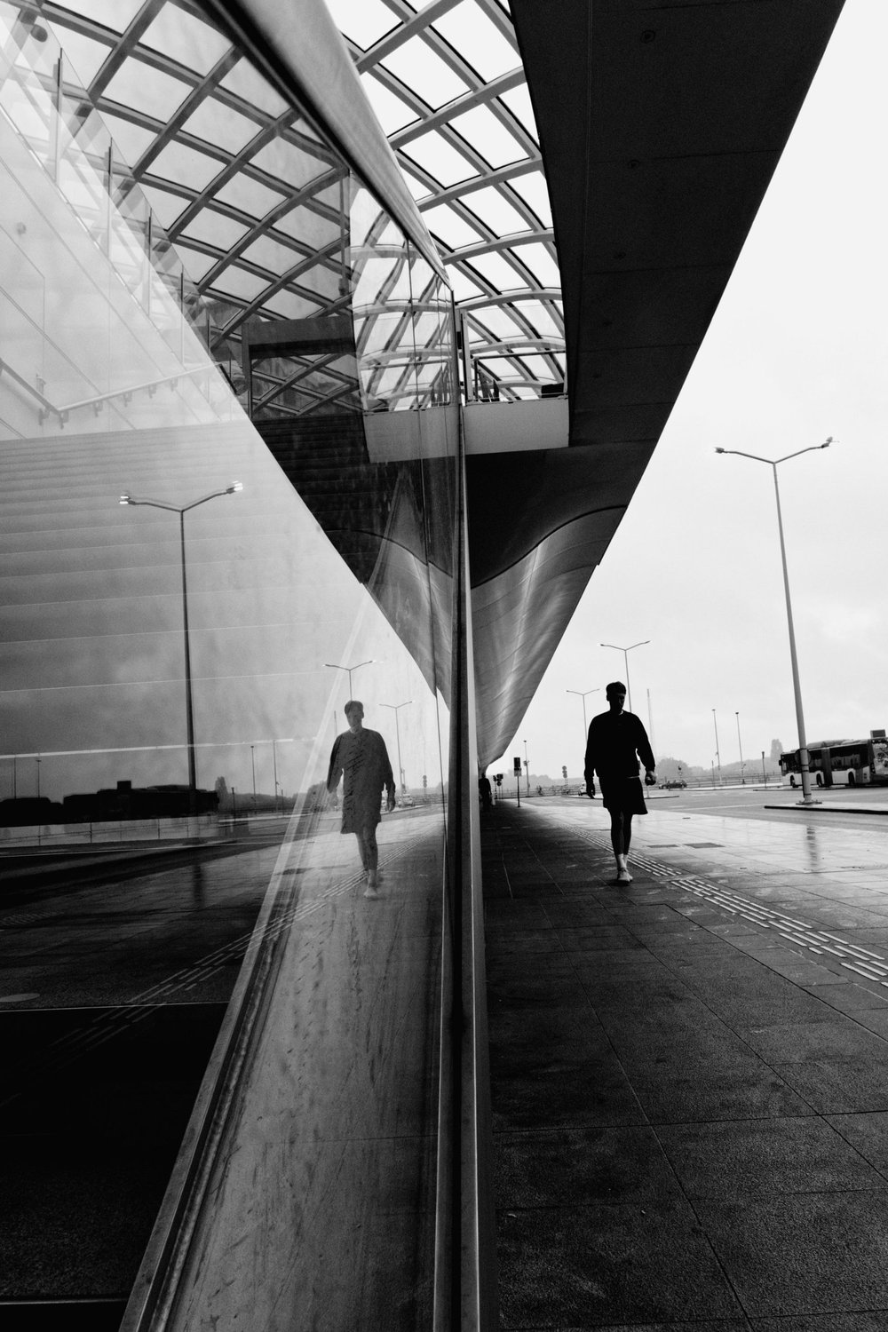 Walker and his reflection — Reflections